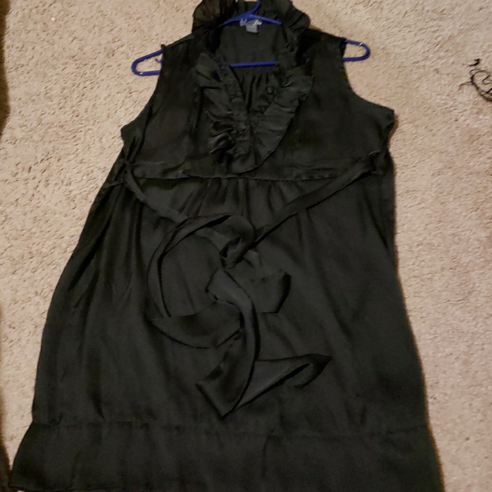 Black button down ruffle dress